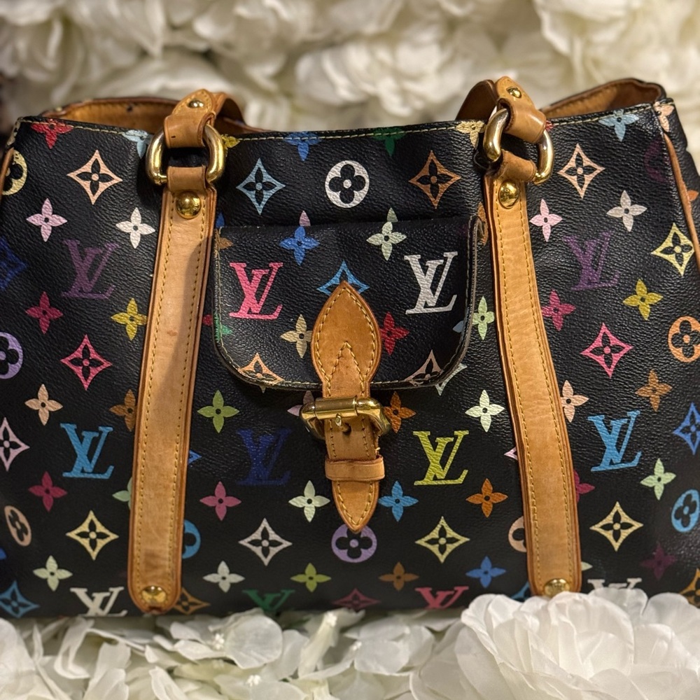 Louis Vuitton Aurelia MM Size -Takashi Murakami Black Multicolored Handbag